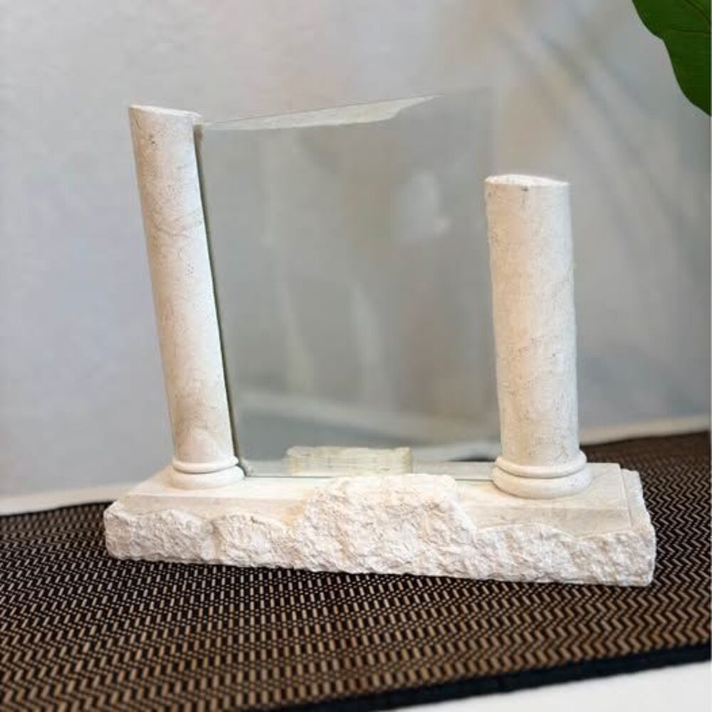 Vintage 1Renoir Designs Solid Marble & Glass Display | Floating 8x10 Photo Frame
